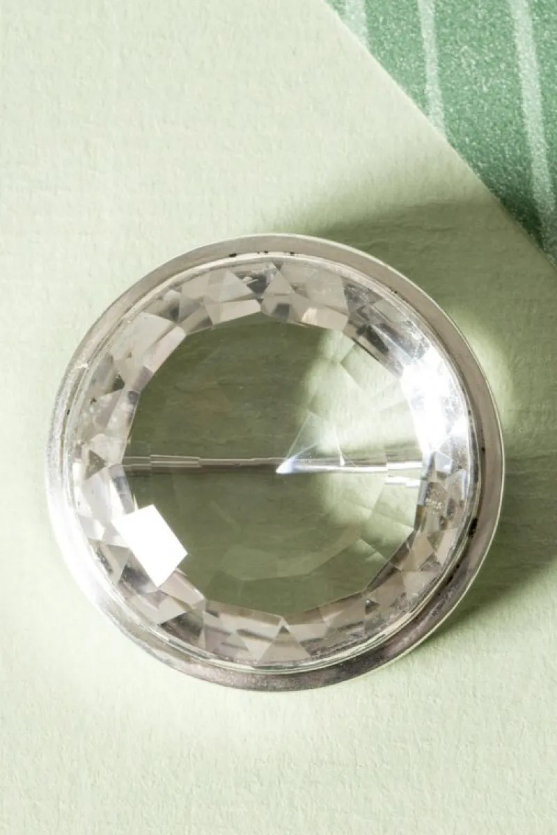 Pamono Modern Silver and Rock Crystal Brooch by Anders Högberg, 1972> Brooches