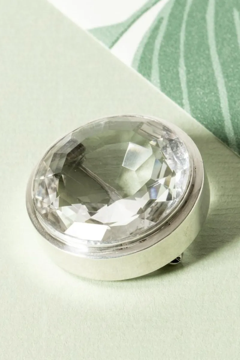 Pamono Modern Silver and Rock Crystal Brooch by Anders Högberg, 1972> Brooches