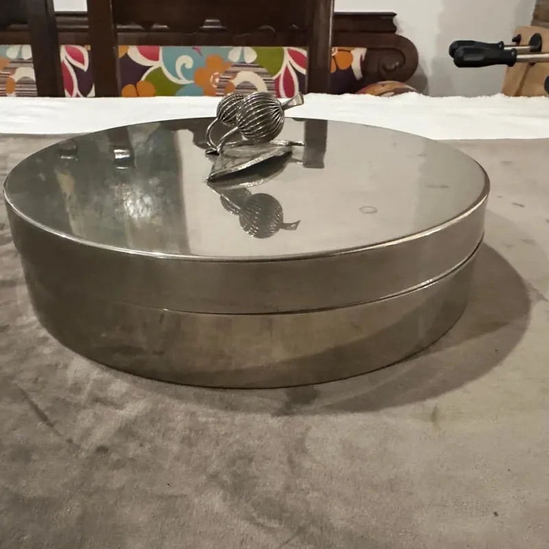 Pamono Modern Silver Plated Round Jewelry Box by Renzo Casati Firenze, 1970s> Dinnerware Accessories