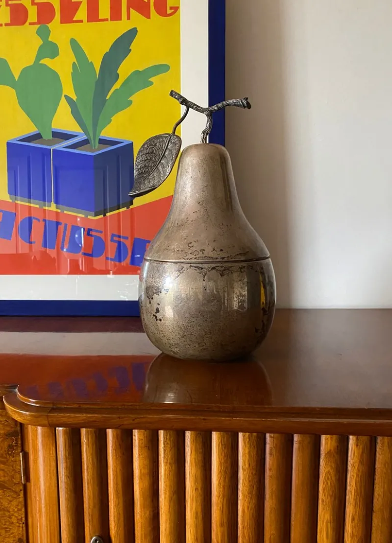 Pamono Modern Silver-Plated Pear Wine Cooler / Ice Bucket from Teghini Firenze, Italy, 1970s> Ice Buckets & Wine Coolers