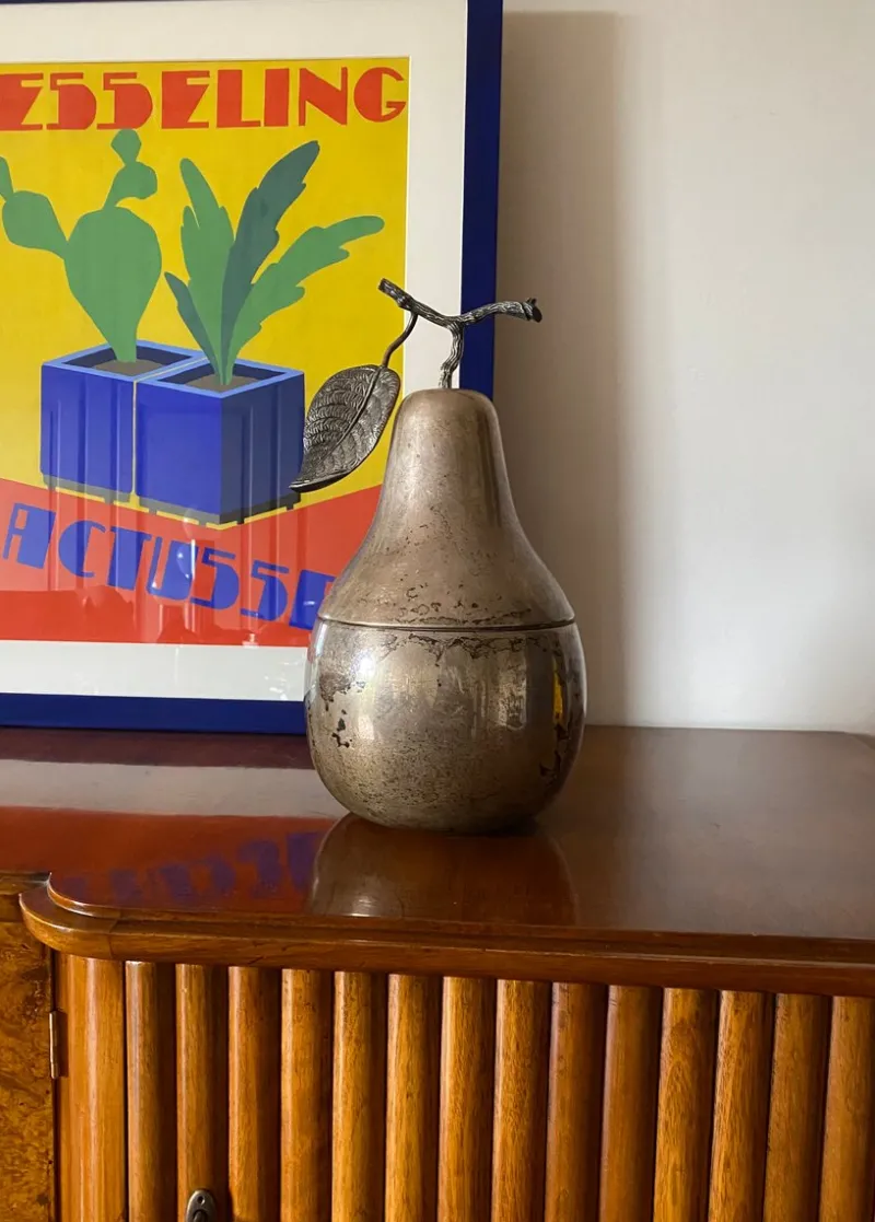 Pamono Modern Silver-Plated Pear Wine Cooler / Ice Bucket from Teghini Firenze, Italy, 1970s> Ice Buckets & Wine Coolers