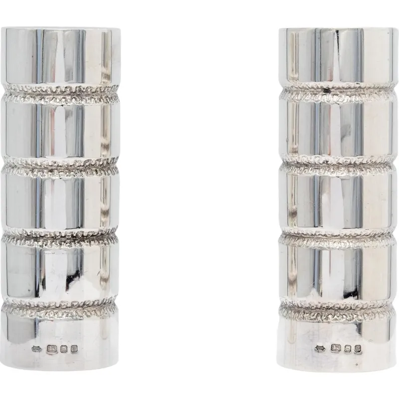 Pamono Modern Sterling Silver Salt and Pepper Pots by George E Grant, 1971, Set of 2> Salt & Pepper Shakers
