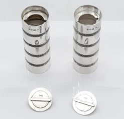 Pamono Modern Sterling Silver Salt and Pepper Pots by George E Grant, 1971, Set of 2> Salt & Pepper Shakers