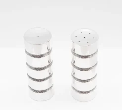 Pamono Modern Sterling Silver Salt and Pepper Pots by George E Grant, 1971, Set of 2><noscript><img width=