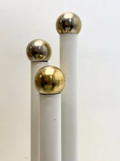 Pamono Modern Style White Steel and Gold Fireplace Tools in Holder, 1970s, Set of 4><noscript><img width=