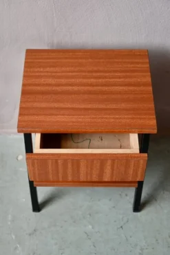 Pamono Modernist Bedside Table in Wood and Metal, 1960s> Nightstands