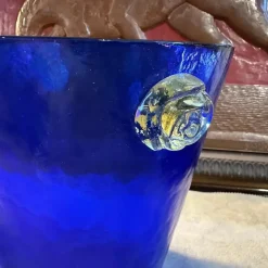 Hot Pamono Modernist Blue and Yellow Murano Glass Wine Coolers in the style of Venini, 1980s, Set of 2