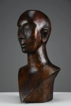 Pamono Modernist Carved Bust, Mid-20th Century, Wood><noscript><img width=