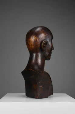 Pamono Modernist Carved Bust, Mid-20th Century, Wood><noscript><img width=