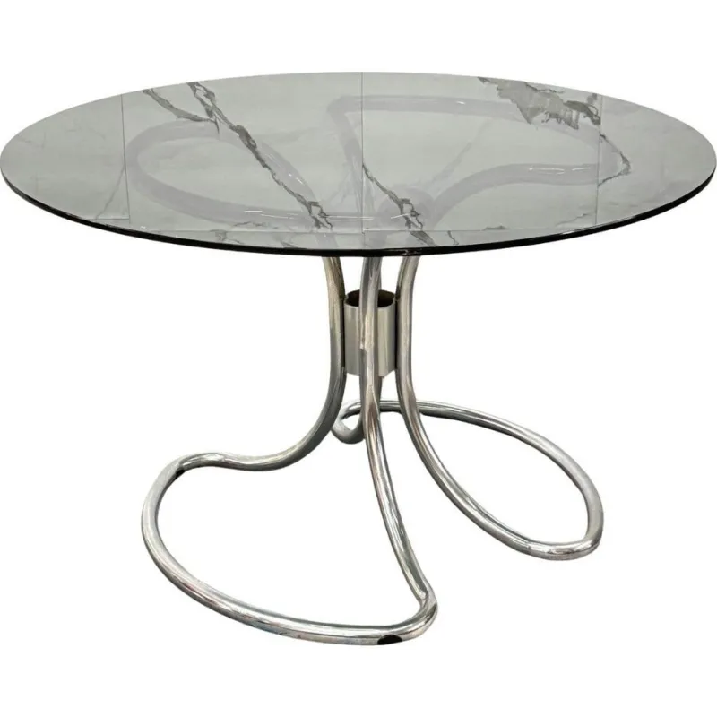 Pamono Modernist Dining Table in Steel attributed to Giotto Stoppino, 1970s> Dining Tables & Sets
