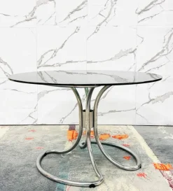 Pamono Modernist Dining Table in Steel attributed to Giotto Stoppino, 1970s> Dining Tables & Sets