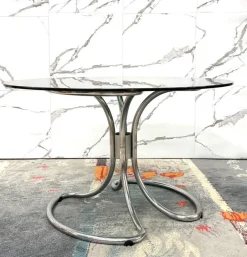 Pamono Modernist Dining Table in Steel attributed to Giotto Stoppino, 1970s><noscript><img width=