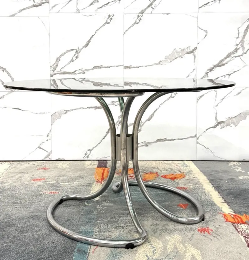 Pamono Modernist Dining Table in Steel attributed to Giotto Stoppino, 1970s> Dining Tables & Sets