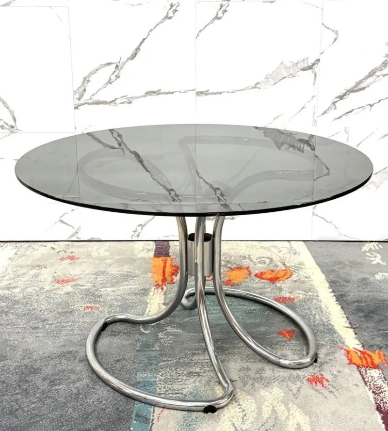 Pamono Modernist Dining Table in Steel attributed to Giotto Stoppino, 1970s> Dining Tables & Sets