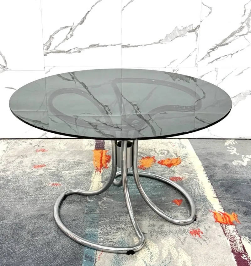 Pamono Modernist Dining Table in Steel attributed to Giotto Stoppino, 1970s> Dining Tables & Sets