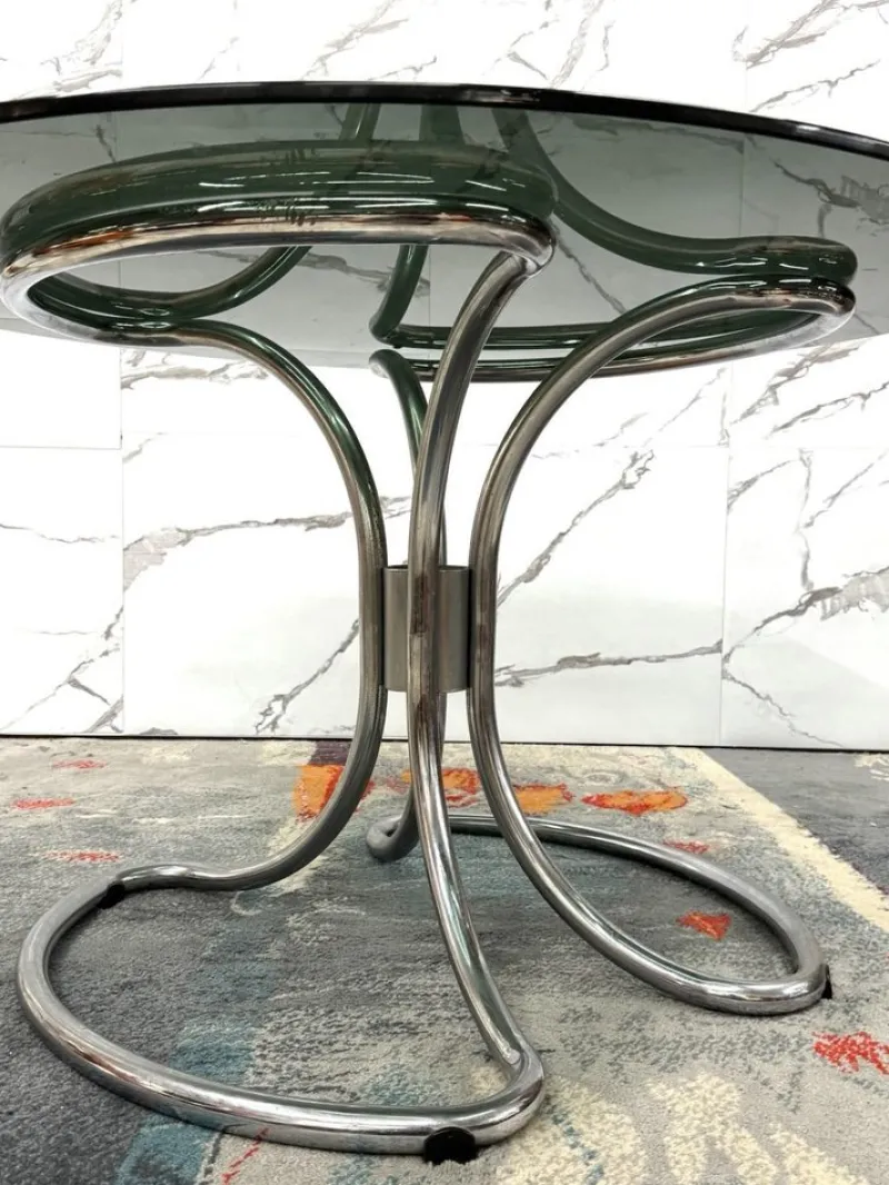 Pamono Modernist Dining Table in Steel attributed to Giotto Stoppino, 1970s> Dining Tables & Sets