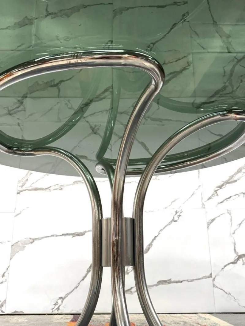 Pamono Modernist Dining Table in Steel attributed to Giotto Stoppino, 1970s> Dining Tables & Sets
