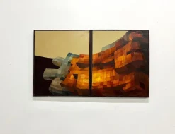 Pamono Modernist Diptych, 1970s, Oil on Canvas><noscript><img width=