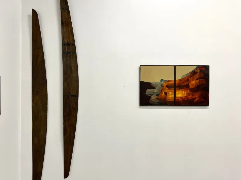 Pamono Modernist Diptych, 1970s, Oil on Canvas> Abstraction