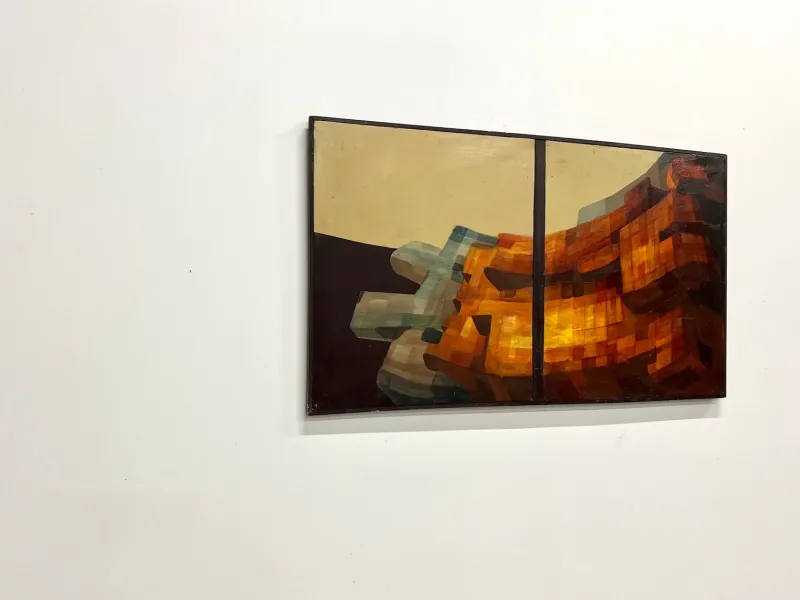 Pamono Modernist Diptych, 1970s, Oil on Canvas> Abstraction