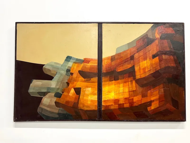 Pamono Modernist Diptych, 1970s, Oil on Canvas> Abstraction