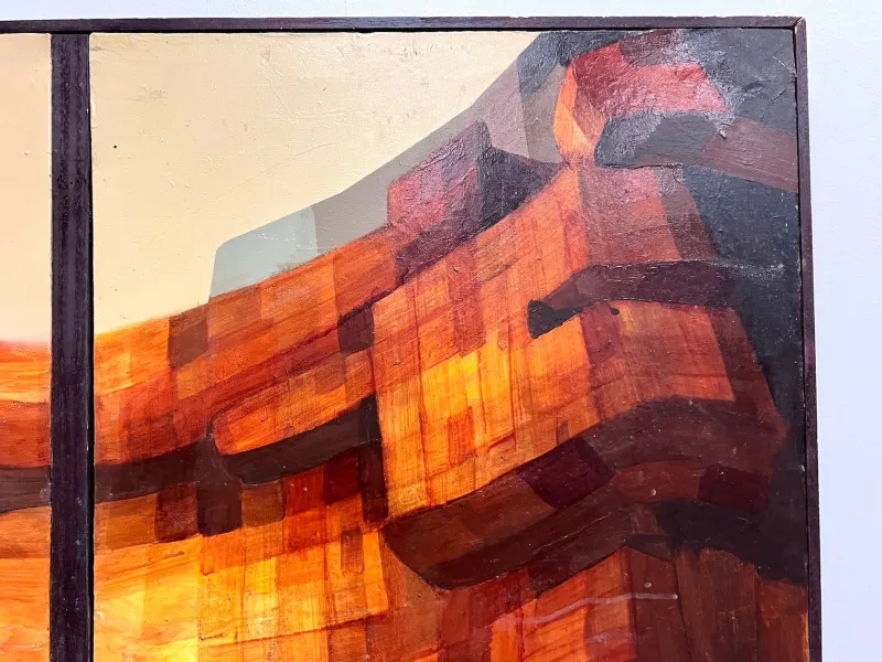 Pamono Modernist Diptych, 1970s, Oil on Canvas> Abstraction
