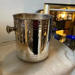 Pamono Modernist French Silver Plated Wine Cooler by Christofle, 1980s><noscript><img width=