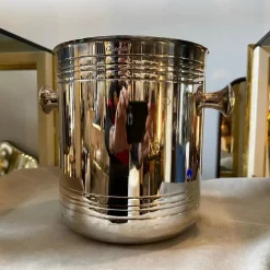 Pamono Modernist French Silver Plated Wine Cooler by Christofle, 1980s><noscript><img width=