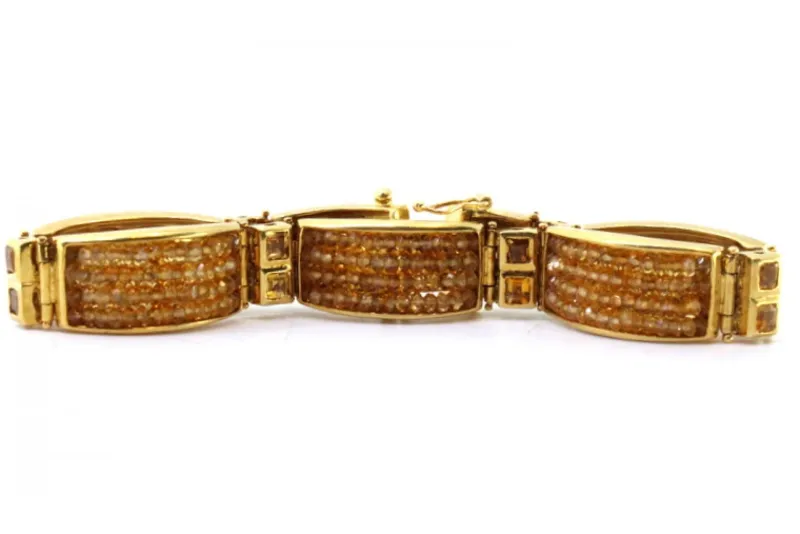 Pamono Modernist Gold Bracelet with Topazes and Quartz> Bracelets