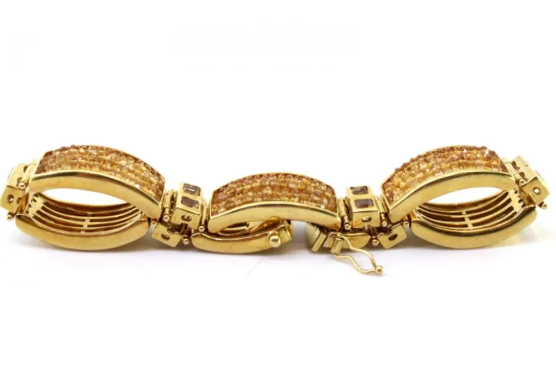 Pamono Modernist Gold Bracelet with Topazes and Quartz> Bracelets