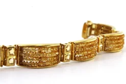 Pamono Modernist Gold Bracelet with Topazes and Quartz><noscript><img width=