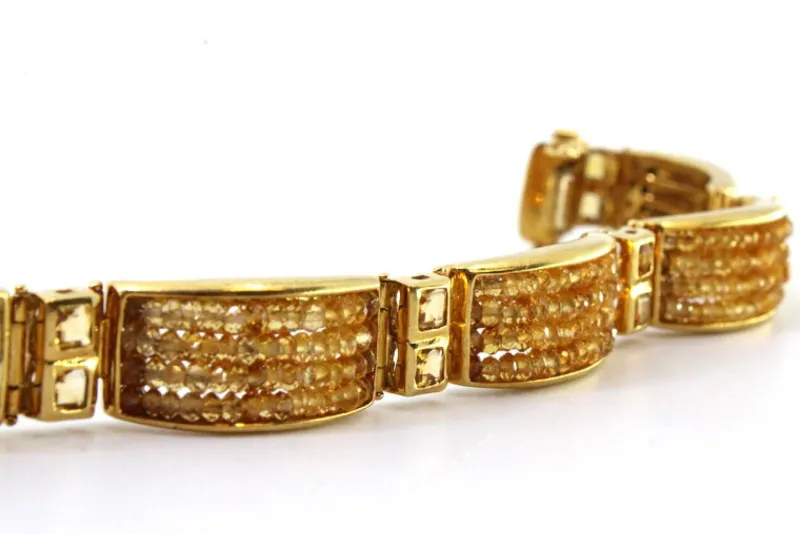 Pamono Modernist Gold Bracelet with Topazes and Quartz> Bracelets