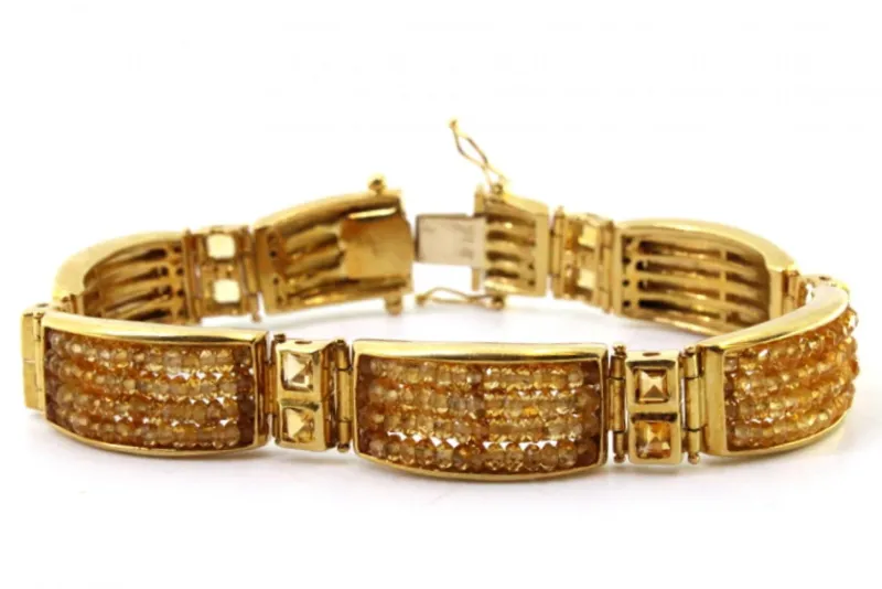 Pamono Modernist Gold Bracelet with Topazes and Quartz> Bracelets
