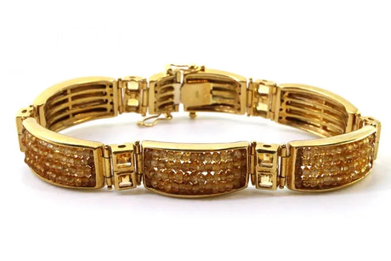 Pamono Modernist Gold Bracelet with Topazes and Quartz> Bracelets