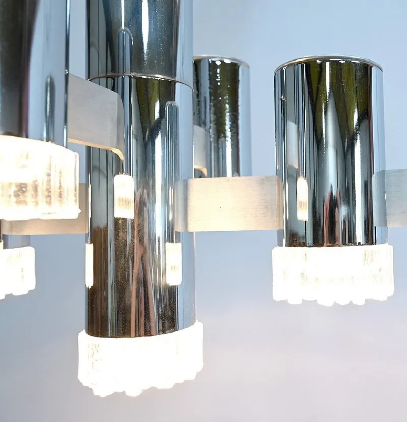 Outlet Pamono Modernist Metal Chandelier attributed to Gaetano Sciolari, Italy, 1960s