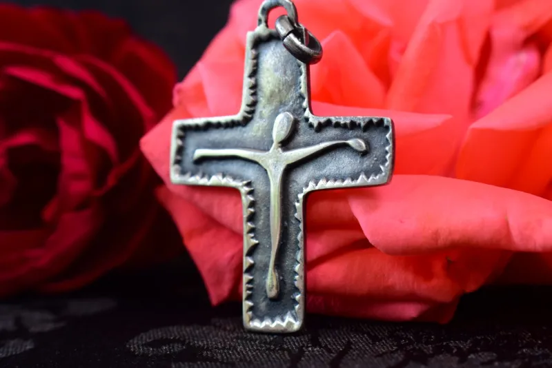 New Pamono Modernist Pectoral Cross in Sterling Silver by Reyt, 1950s