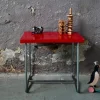 Outlet Pamono Modernist Red School Desk in Wood and Aluminum Tube by R. Gleizes, 1950s