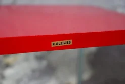 Outlet Pamono Modernist Red School Desk in Wood and Aluminum Tube by R. Gleizes, 1950s