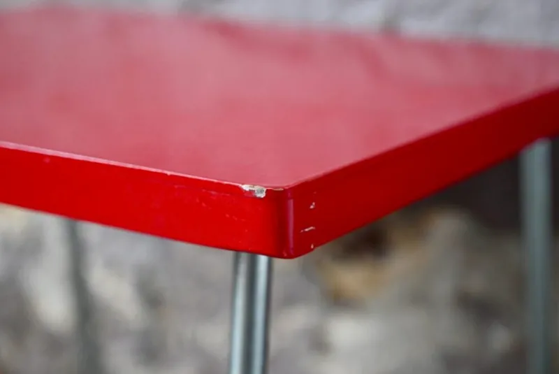 Outlet Pamono Modernist Red School Desk in Wood and Aluminum Tube by R. Gleizes, 1950s