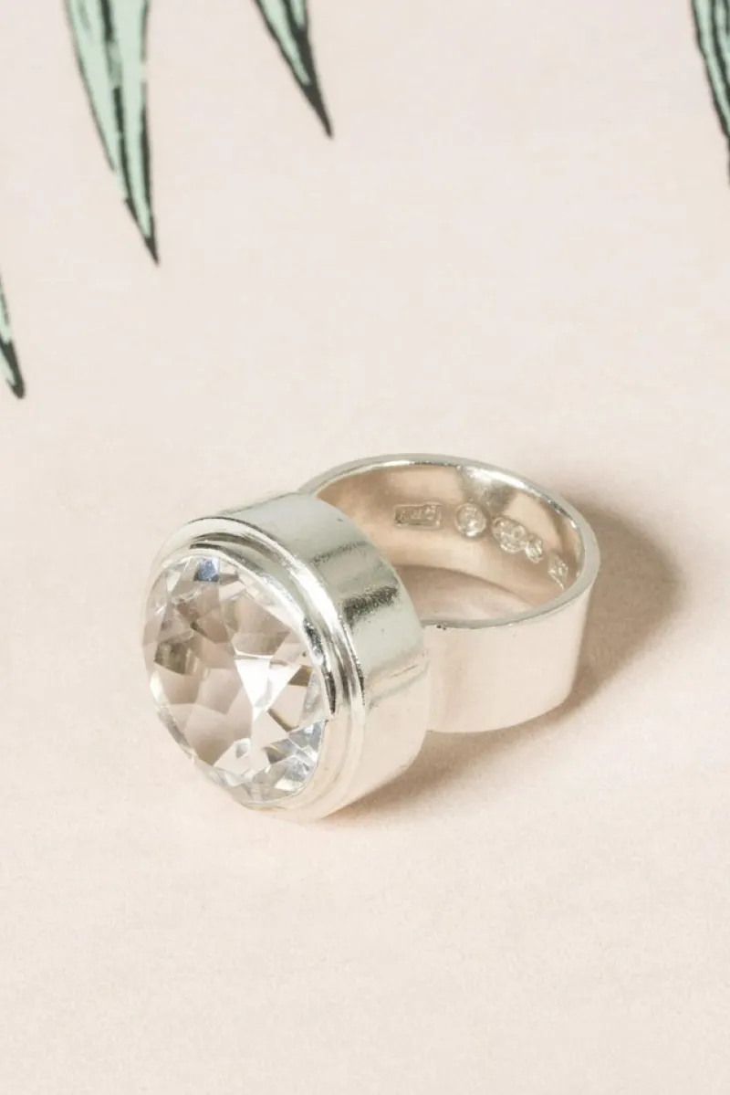 Hot Pamono Modernist Silver and Rock Crystal Ring by Anders Högberg, 1972