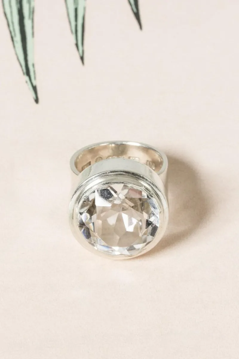 Hot Pamono Modernist Silver and Rock Crystal Ring by Anders Högberg, 1972