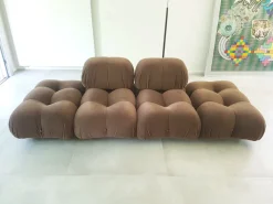 Pamono Modular Camaleonda Armchairs and Ottoman in Brown Corduroy by Mario Bellini for C&b Italia, 1970s, Set of 8><noscript><img width=