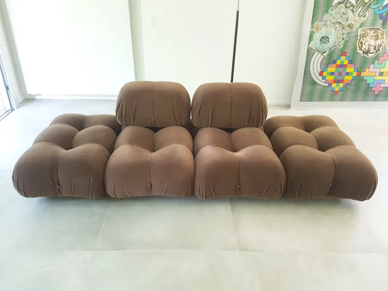 Pamono Modular Camaleonda Armchairs and Ottoman in Brown Corduroy by Mario Bellini for C&b Italia, 1970s, Set of 8> Living Room Sets