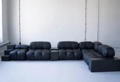Pamono Modular Cameleonda Sofa in Black Leather by Mario Bellini for B&B Italia, 1970s, Set of 8> Living Room Sets