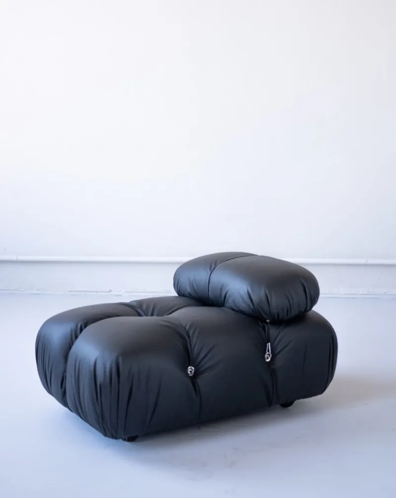 Pamono Modular Cameleonda Sofa in Black Leather by Mario Bellini for B&B Italia, 1970s, Set of 8> Living Room Sets