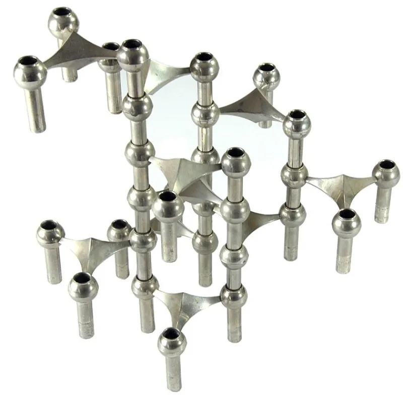 Pamono Modular Candleholders attributed to W. Stoff & H. Nagel for Bayerische Metall Fabrik, 1970s, Set of 10