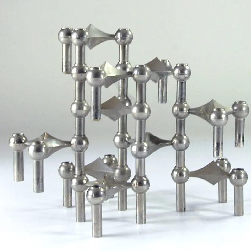 Pamono Modular Candleholders attributed to W. Stoff & H. Nagel for Bayerische Metall Fabrik, 1970s, Set of 10