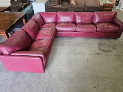 Pamono Modular Corner Sofa in Bordeaux Leather from Poltrona Frau, Italy, 1970s, Set of 3