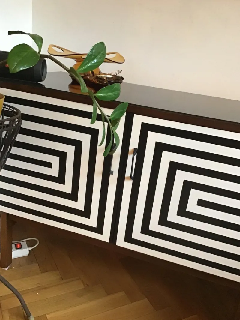 Best Pamono Modular Sideboard with Op Art Motif, 1970s, Set of 2
