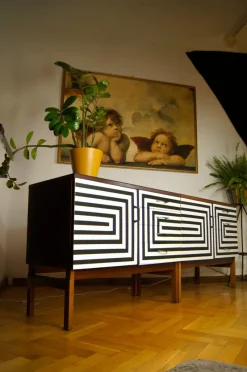 Best Pamono Modular Sideboard with Op Art Motif, 1970s, Set of 2